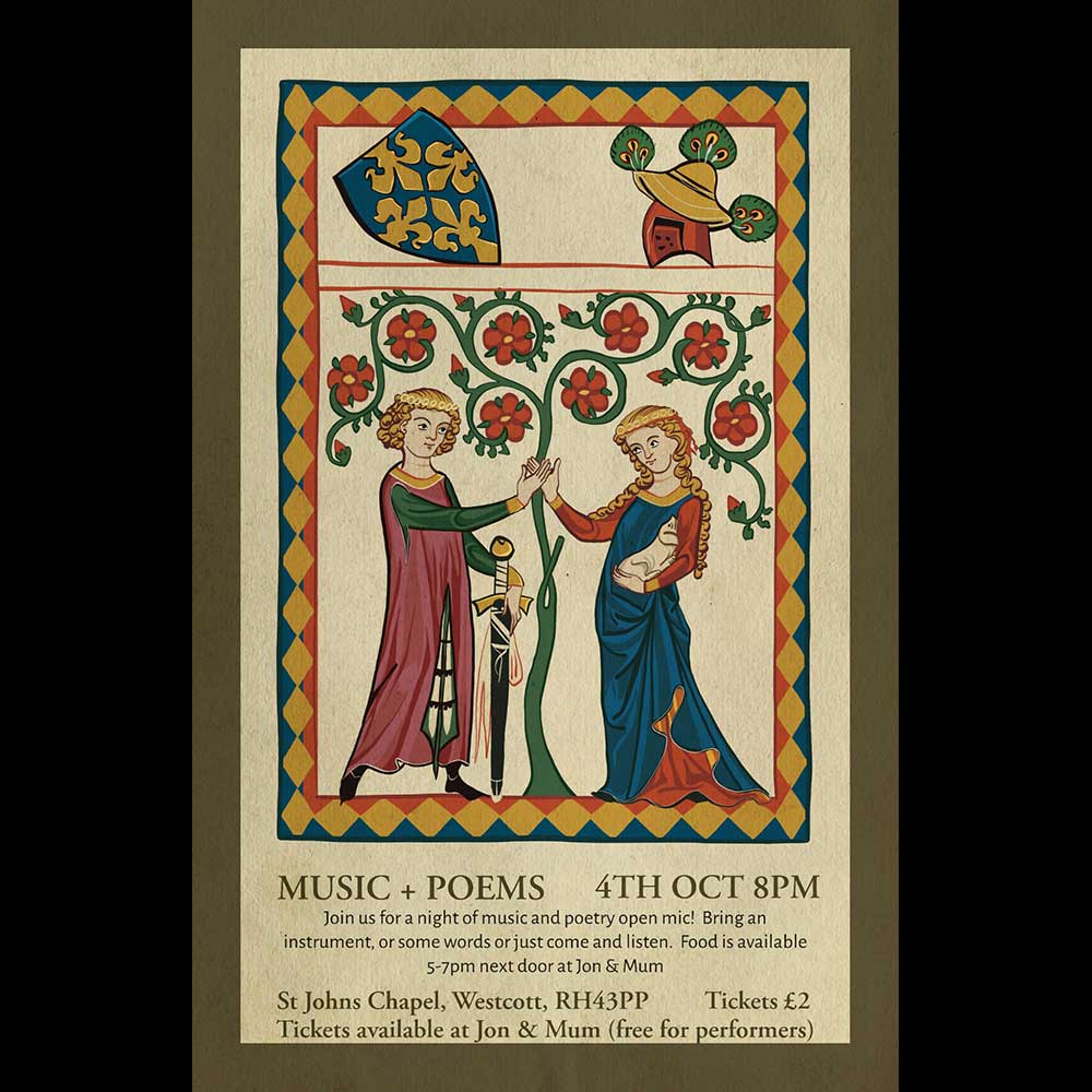 Medieval style illustration poster with event information